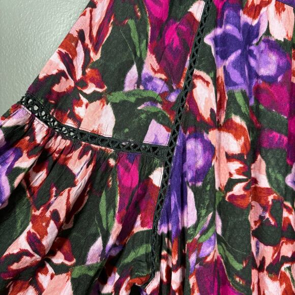 Terra & Sky Pink/Purple Floral Boho Peasant Top - Size 3X (24W-26W- Women's Plus - Picture 4 of 7